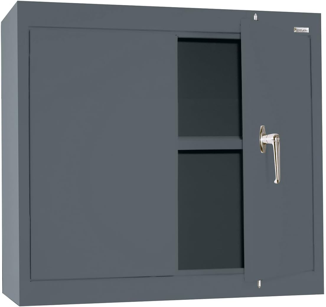 Sandusky Lee WA11301226-02 Wall-Mount Metal Storage Cabinet with Adjustable Shelf, Locking Handle, 200lb Capacity, 12" Depth x 30" Width x 26" Height, Charcoal