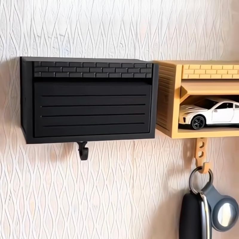 Wall-Mounted Car Display Key Holder, Decorative Garage Model Design, Multiple Colors(No Car) (Stripe-Gray(No Car))