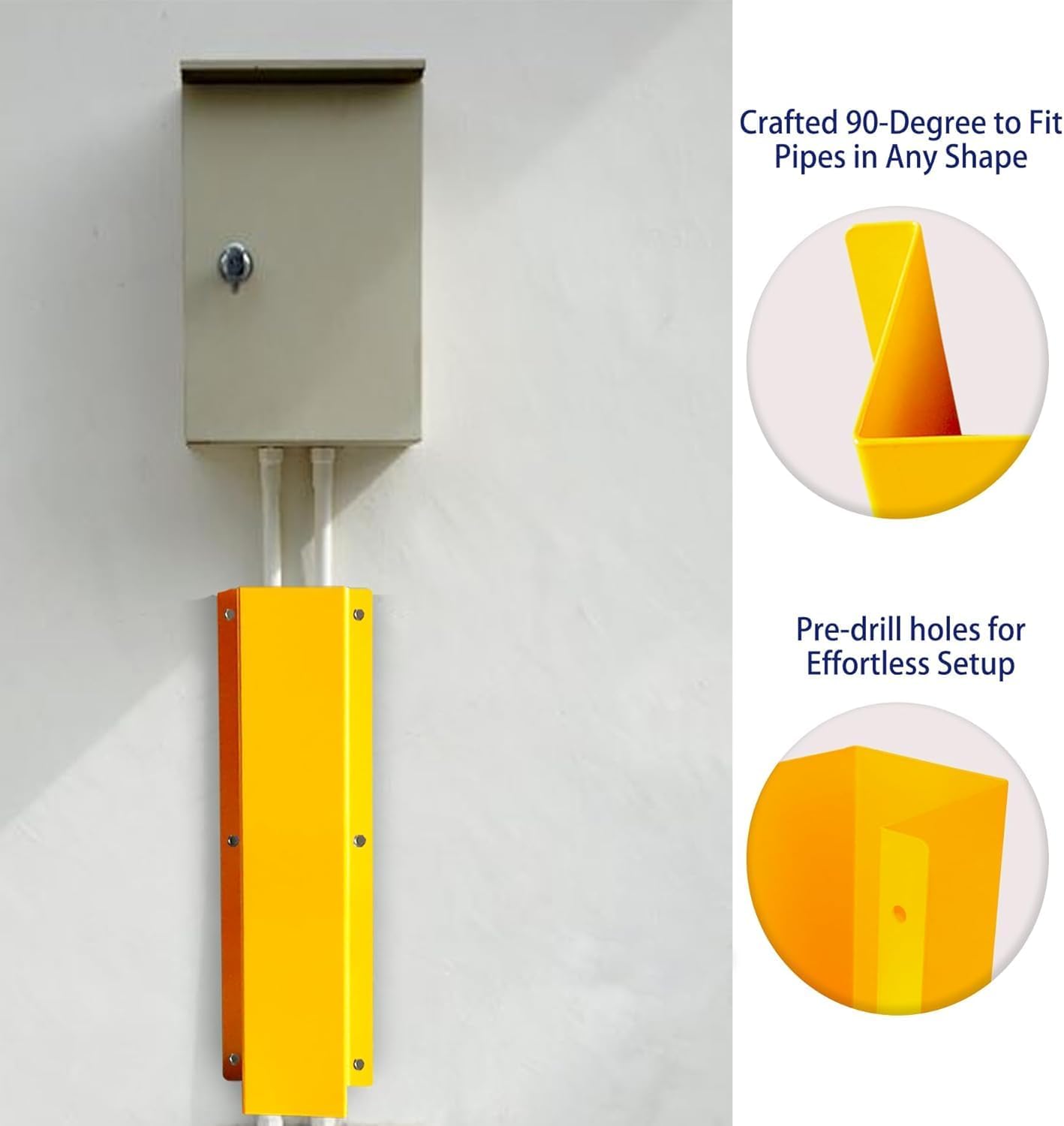 Pipe and Downspout Protector, Carbon Steel Guard Device, 39" H x 9" W x 6" D ,Yellow