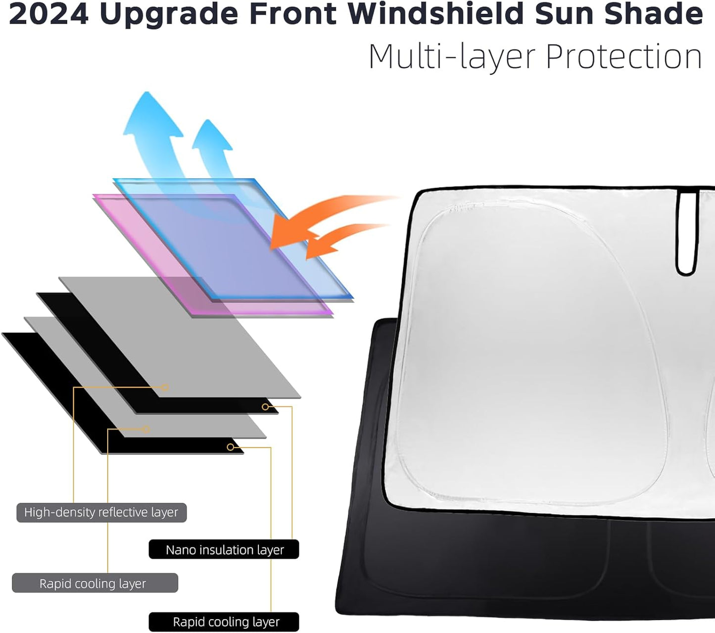Sunshade Car Windshield Sun Shades for Titan 2024 Pickup Front Window Shield for Nissan Titan 2016-2023 Windshield Cover for 2021 2022 Nissan NV 1500 3500HD Van Minivan Foldable Sun Visor Accessories