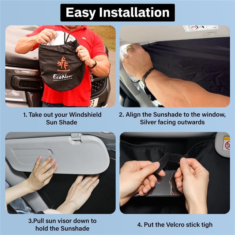 for Toyota Camry 2012-2017 Car Windshield Sunshade -EcoNour 240T Polyester Material Cars Sun Visor Reflector Blocks UV Rays - Foldable Sunshade Interior Protection-Toyota Camry Accessories