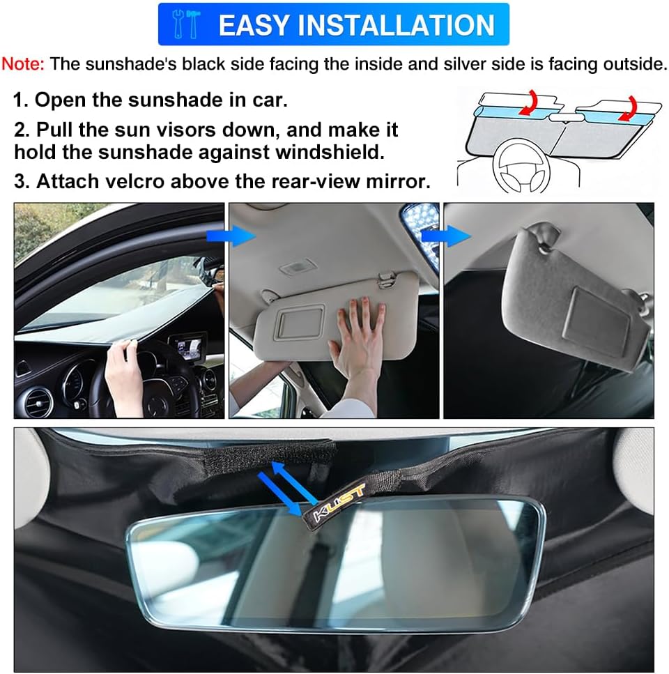 KUST Windshield Sun Shade for Dodge Journey 2009-2020 Sunshade Window Sun Visor Protector Foldable Blocks UV Rays Keep Your Car Cooler