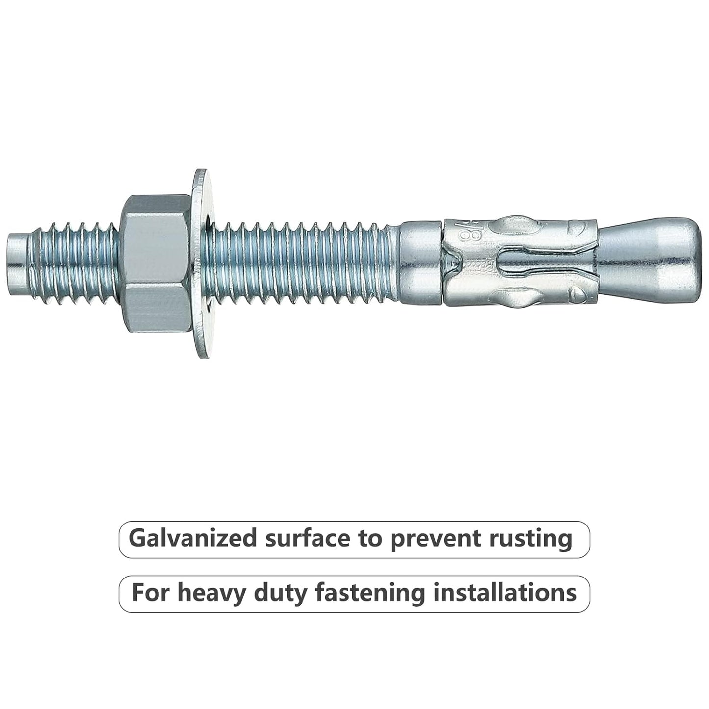 1/2x6 30Pcs Inch Standard Fasteners for Heavy-Duty Zinc Wedge Anchors for Cement and Concrete