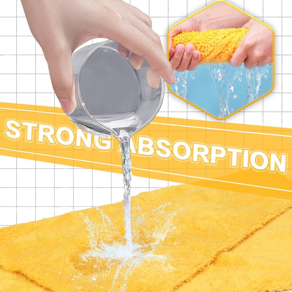 Micro Fiber Towels Car,Coral Fleece Car Wash Cleaning Towel,Endless,Absorbent, Scratch Free,No Lint, Extra Soft,Reusable and Durable,Interior Microfiber Rags 16in x 16in-6 Packs Yellow