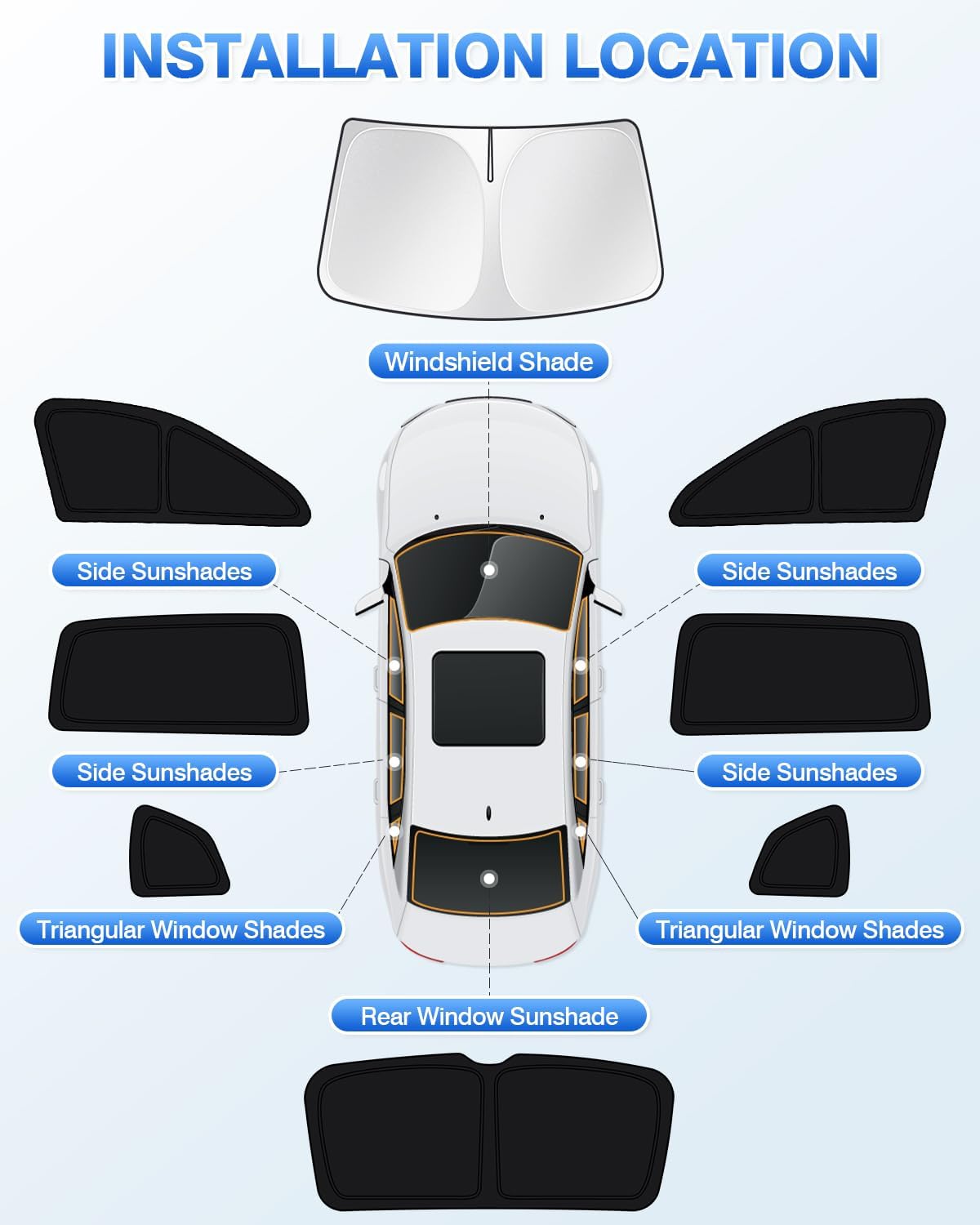 Windshield Sun Shade for 2018-2023 Volkswagen VW Tiguan Side Rear Window Shade Cover Sun Visor Shield Privacy Protection Keep Vehicle Cool Black 8PCS