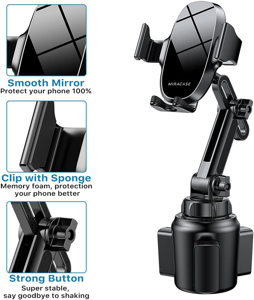 Miracase [Upgraded Version Cup Phone Holder for Car, Universal Adjustable Long Neck Car Phone Mount Cradle Friendly Compatible with iPhone Samsung Google and All 4.0-7.0 inches Smartphones