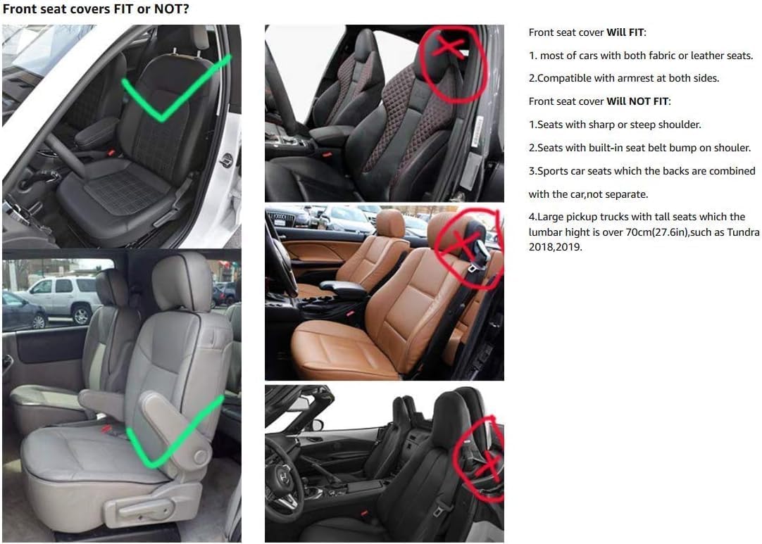 Seat Covers Full Set, Waterproof Leather Seat Covers for Cars, 5 Seats Universal Car Seat Protectors, Black Car Seat Covers Car Seat Cushions Fit for Most Cars (Black-red)