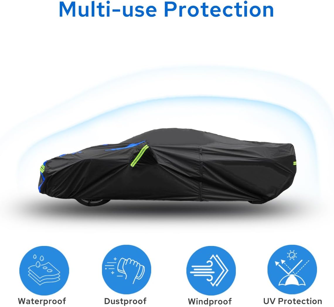 Avecrew for Chevrolet Corvette C8 Car Cover Waterproof All Weather for Automobiles, Outdoor Full Exterior Covers Fit 2020-2024 Corvette C8 with Windproof Strap and Driver Door Zipper