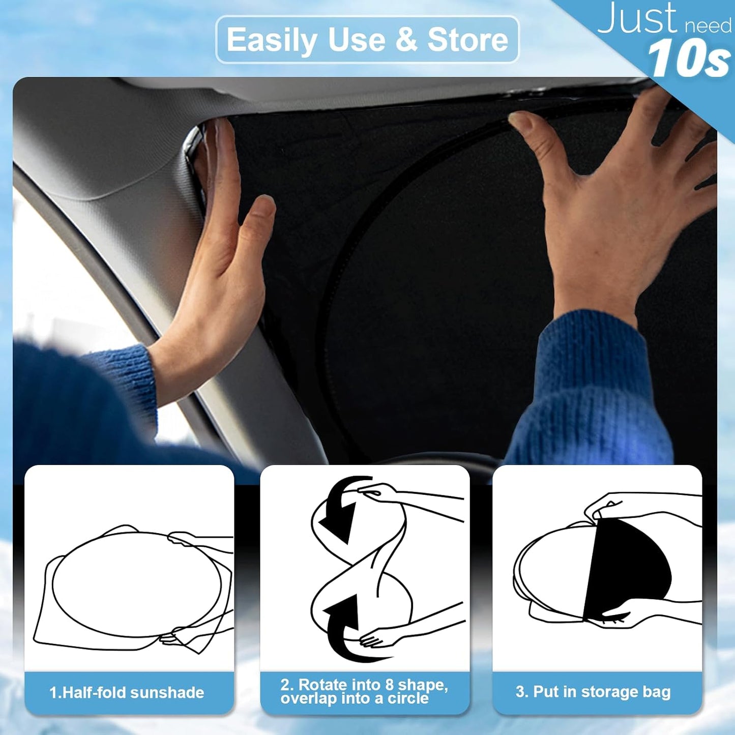 Custom Fit VW Jetta Windshield Sunshade for 2011-2017 2018 Volkswagen VW Jetta Accessories Front Window Shield 210T Silver Coating Cover for Volkswagen Windshield Sun Visor Protector Blocks UV