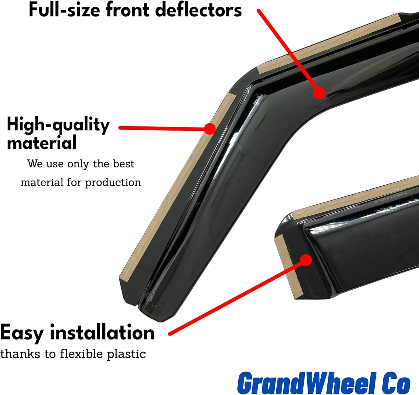Window Deflectors Smoke Tinted in-Channel Side Window Vent Visor Deflectors Rain Guards Compatible with Ranger 2019-2023 SuperCrew - 4pcs. GW0879