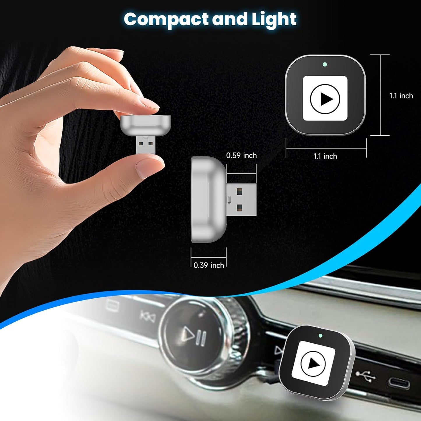 Spedal CL322 Wireless CarPlay & Android Auto Adapter – 2025 Upgrade Mini Design - Converts OEM Wired to Wireless, Plug & Play, Auto Reconnect, Compatible with iPhone 6+, Android 11+ (2016+ Cars)