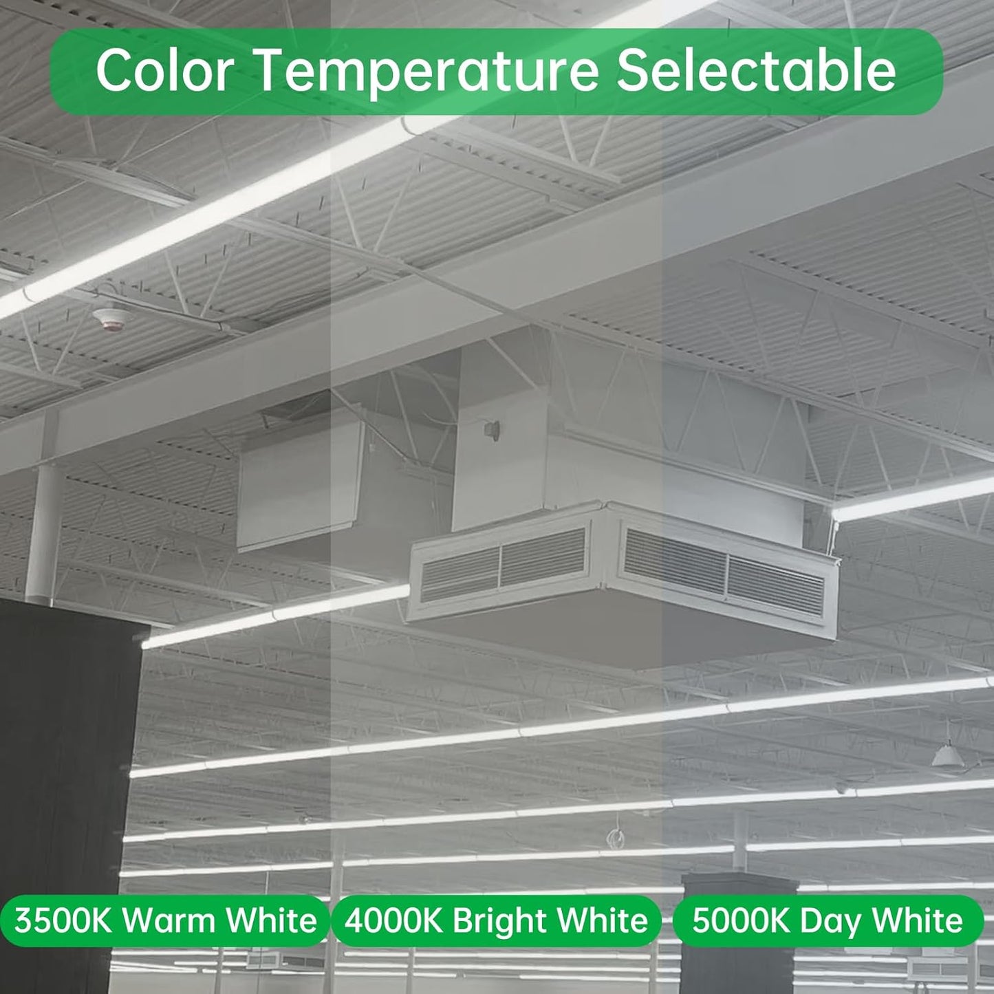 4FT LED Linear Strip Light Fixture, 4 Foot LED Shop Lights 40/32/24W 35/40/5000K CCT Selectable,Surface Mount and Hanging Ceiling Lighting Fixture for Garage, Warehouse, Workshop, Supermarket (4)