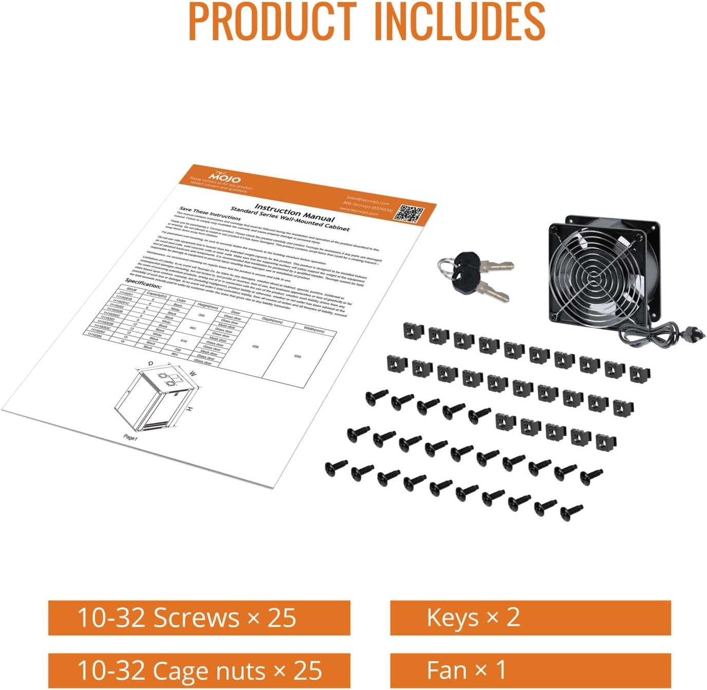 Tecmojo 18U Wall Mount Rack Network Cabinet for 19" IT Equipment,with Lockable Mesh Door and Side Panels,Cooling Fan,Black,17.7inch Depth for AV/Computer/Electronics Equipment Data Rack