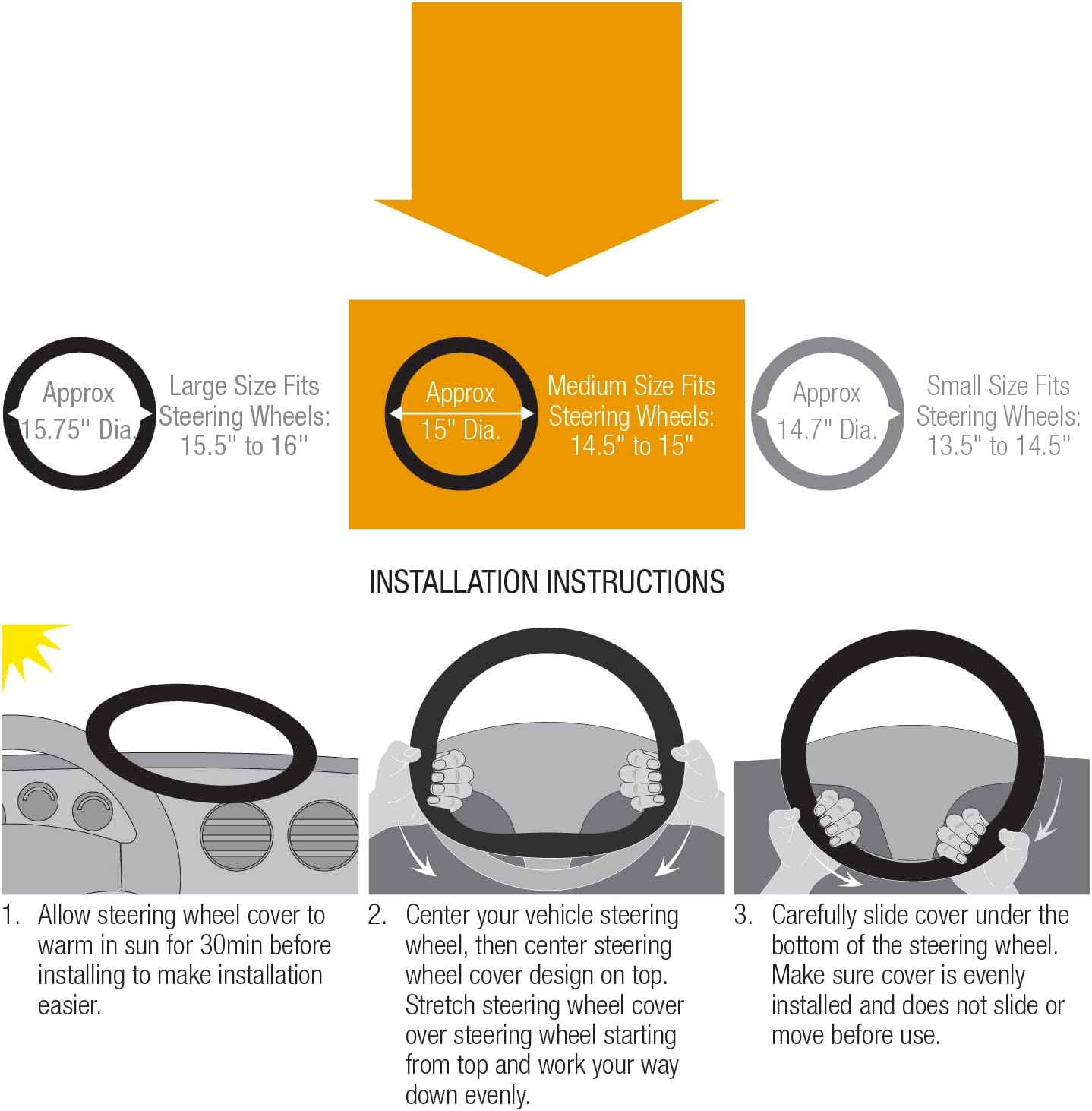 Mossy Oak Steering Wheel Cover with Comfort Grip; Heavy Duty 600D Oxford Material with Mossy Oak Break-up Country Camouflage; Fits Sedans Compact SUVs Mini Vans with Steering Wheel Size 14.5" to 15"