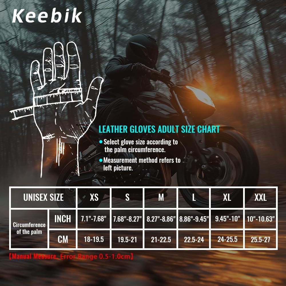 Goatskin Leather Motorcycle Motorbike Powersports Racing Gloves Reflective Skull Touchscreen for Men and Women Model