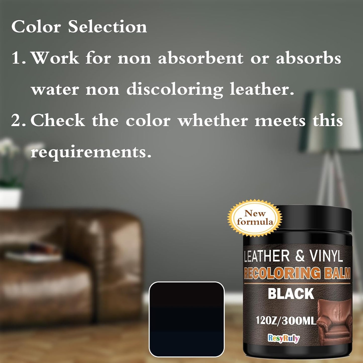 Leather Recoloring Balm Black Leather Dye Vinyl Paint Car Interior Seat Furniture Conditioner Couch Recliner Boots Jacket Shoes Handbag Purse Belt Color Restorer Fade Wear Scratch Remover Repair Kit