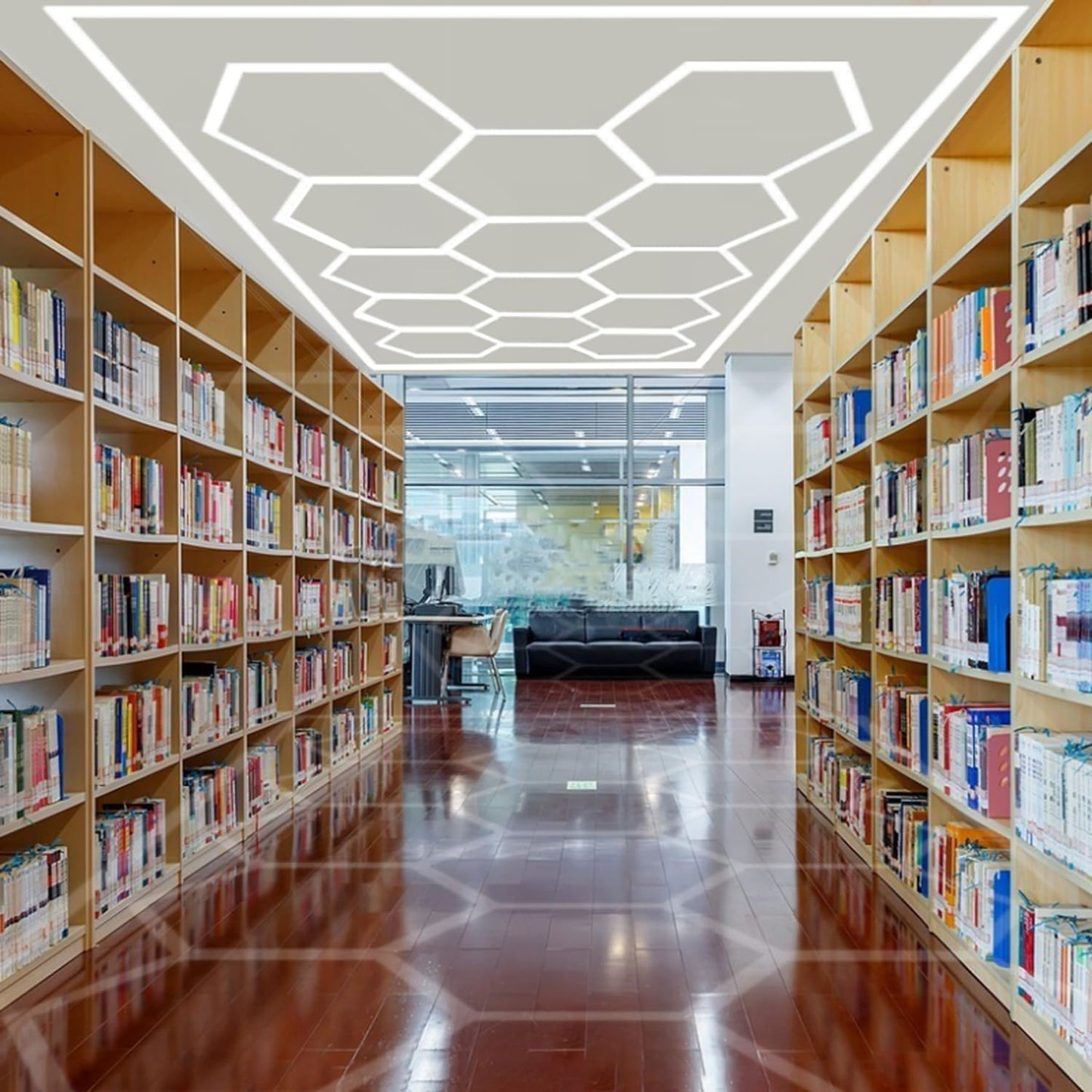 Car Detailing Led Garage Light,15 Hexagonal Grid Systems Led Shop Lights for Garage/Workshop with White Border, 6500K IP54 AC100-240V(191 “x96”)