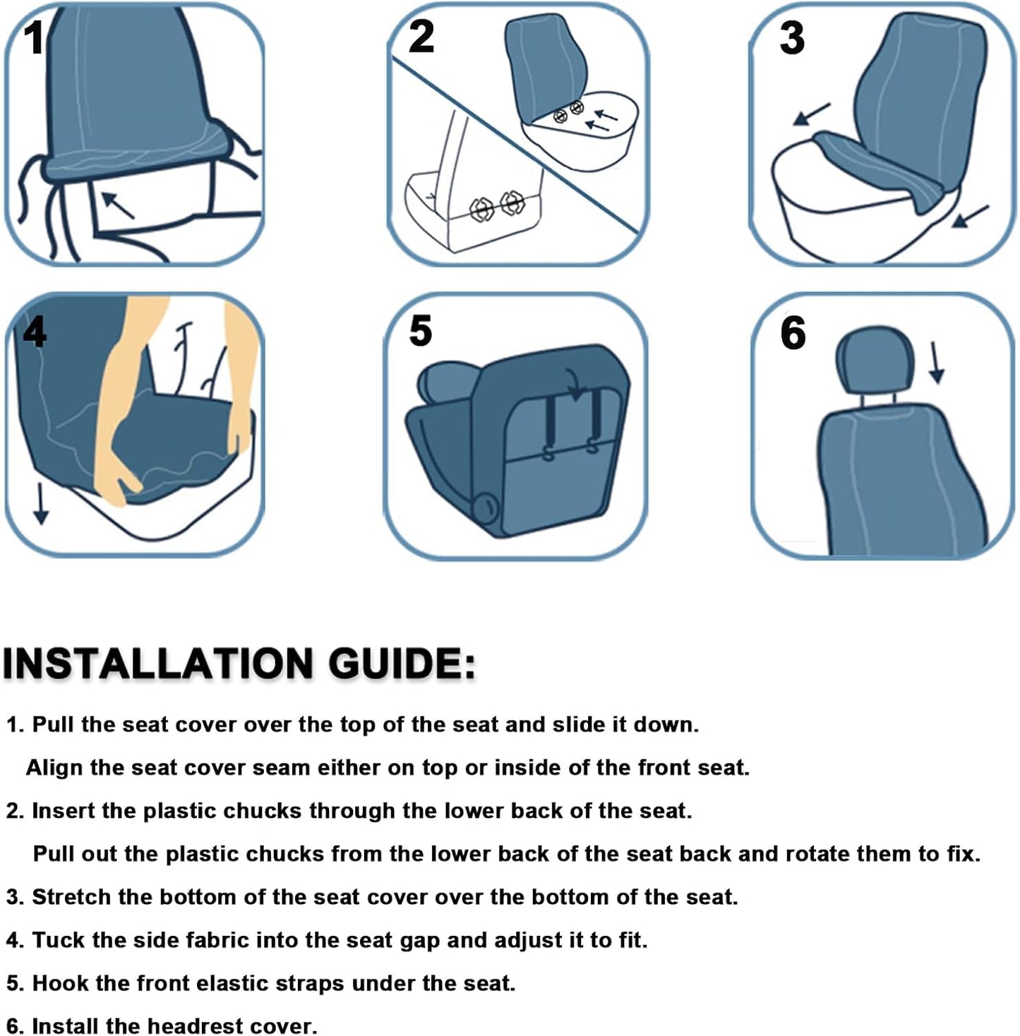 GIANT PANDA Fit Chevy Equinox Trax Malibu Blazer Trailblazer Traverse Tahoe Front Car Seat Cover, 3D Air Mesh Breathable Seat Protector, Black(2-Pack