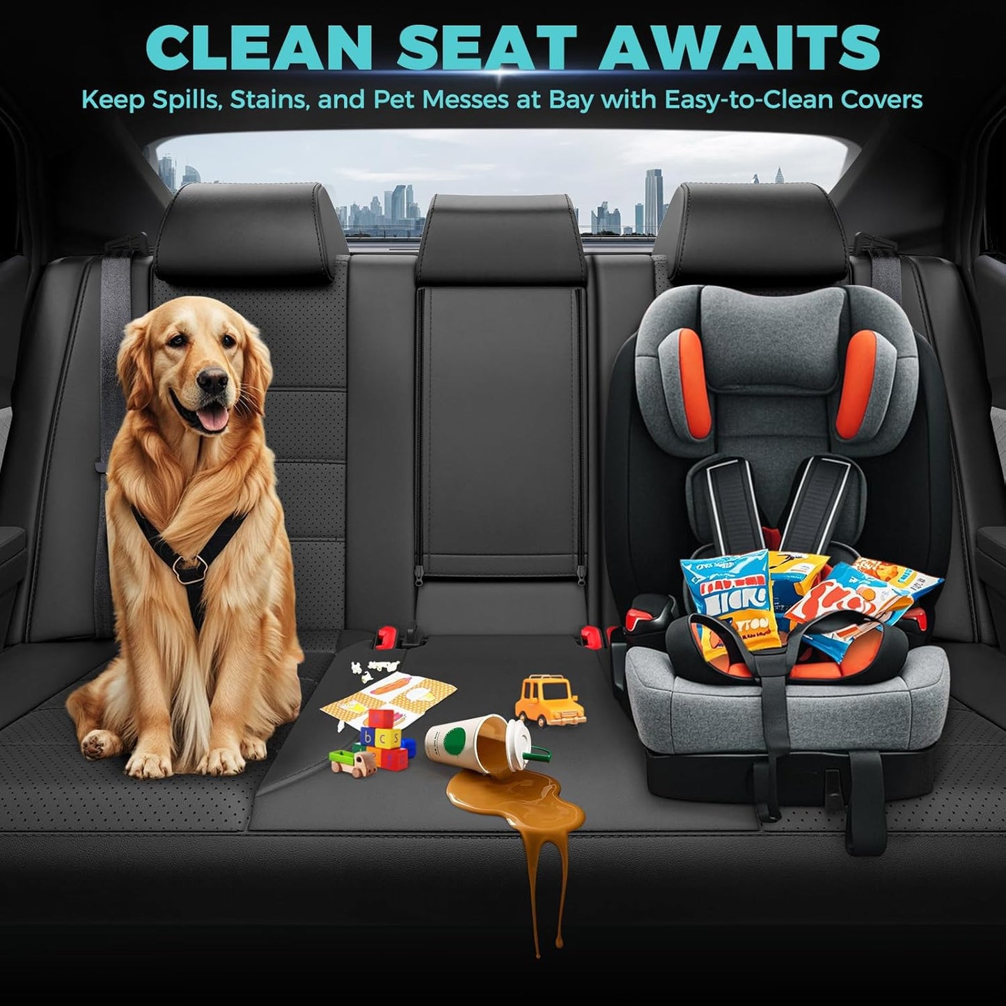 for Toyota Camry Seat Covers LE SE 2025 - Custom Fit Car Seat Covers Full Set, Leather Seat Covers for Cars, Waterproof Car Seat Cover, Black