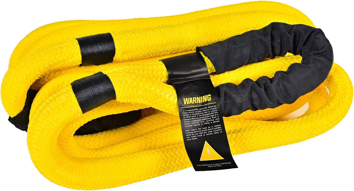 KING-PRO Kinetic Recovery Rope 1“x30' Towing Rope 44,000lbs Breaking Strength 100% Nylon Made Heavy Duty Offroad Snatch Strap 30% Elasticity for Full-Size Truck Large SUVs Offroad Vehicels
