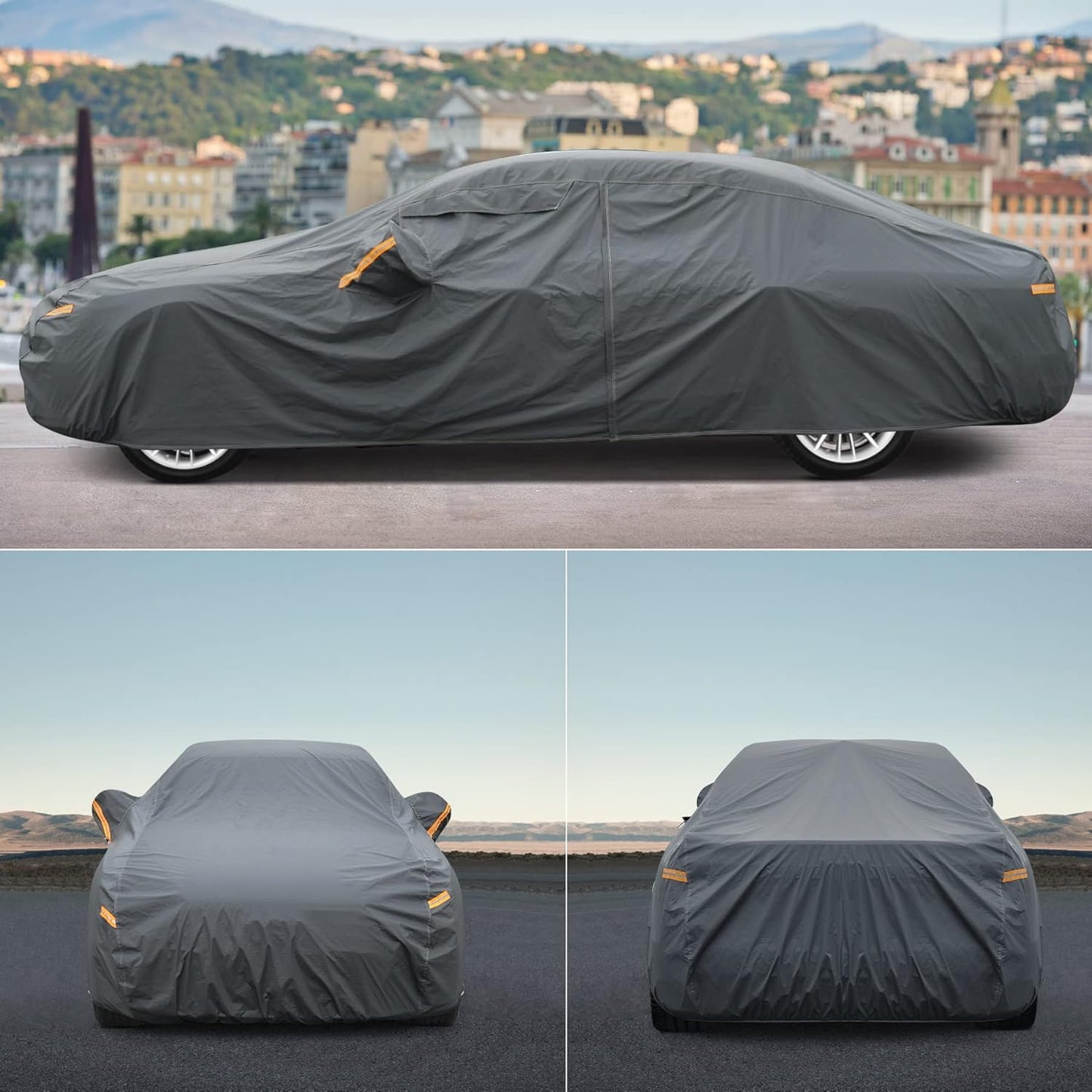 Premium Car Cover Custom Fit Cadillac CTS/CTS-V (2003-2019), 16 Layers Heavy Duty Car Cover Waterproof All Weather with Zipper Door for Sun Rain Snow Dust Uv Protection