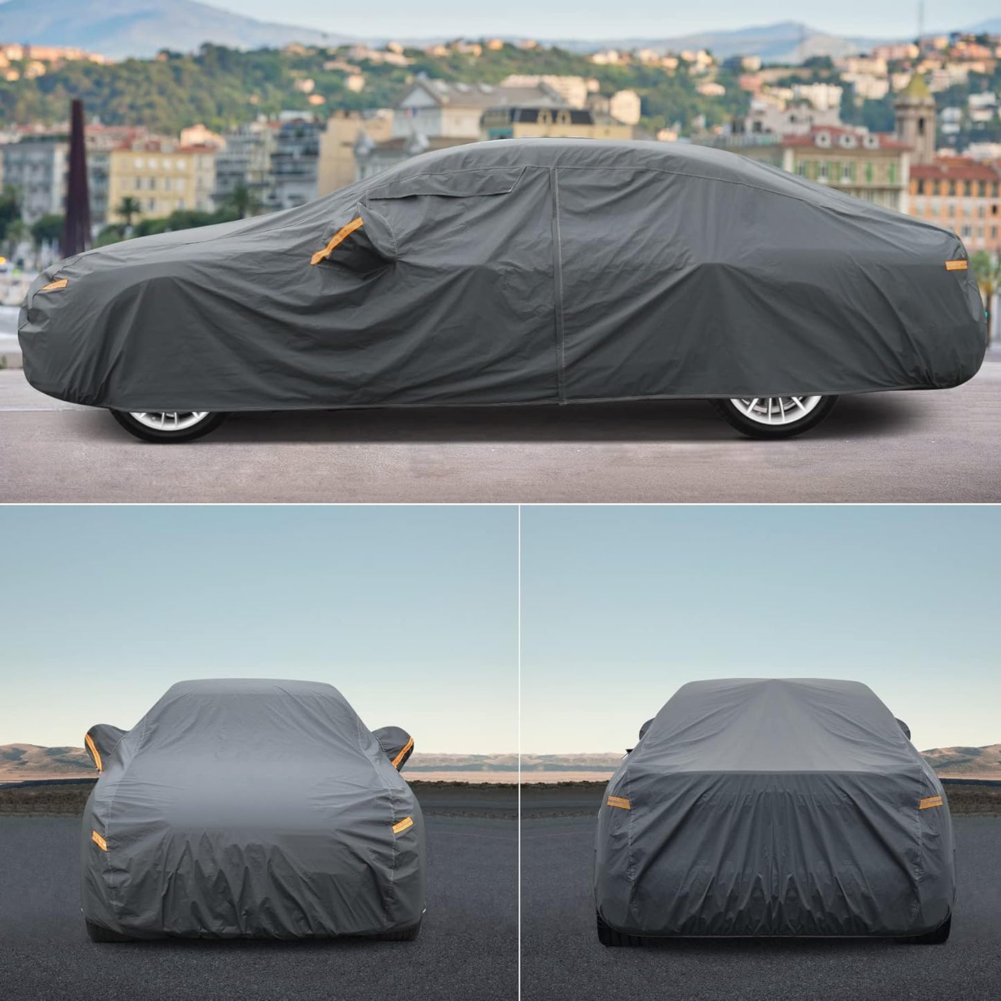Premium Car Cover Custom Fit GMC Yukon XL (2000-2025), 16 Layers Heavy Duty Car Cover Waterproof All Weather with Zipper Door for Sun Rain Snow Dust Uv Protection