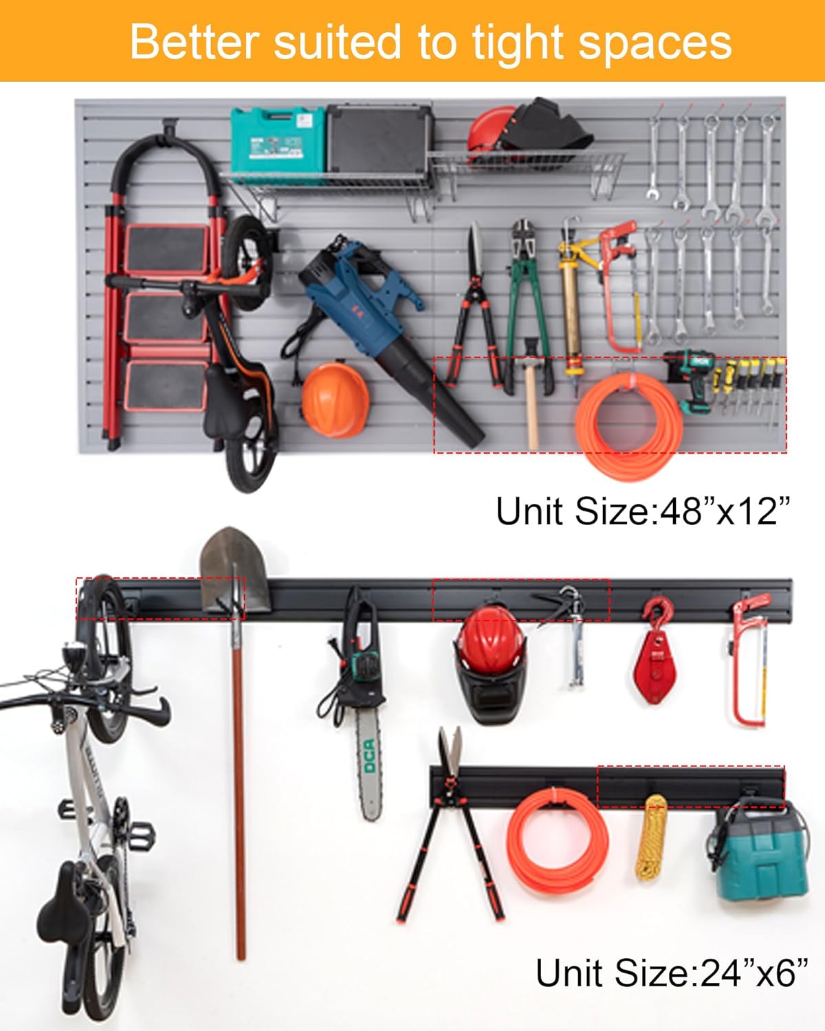 Slatwall Panels Garage Tool Organizer Wall Mount Garage Slat Wall Storage Systems, Bike Storage Rack Garage Organizers and Storage PVC Wall Panels Slat Wall Paneling