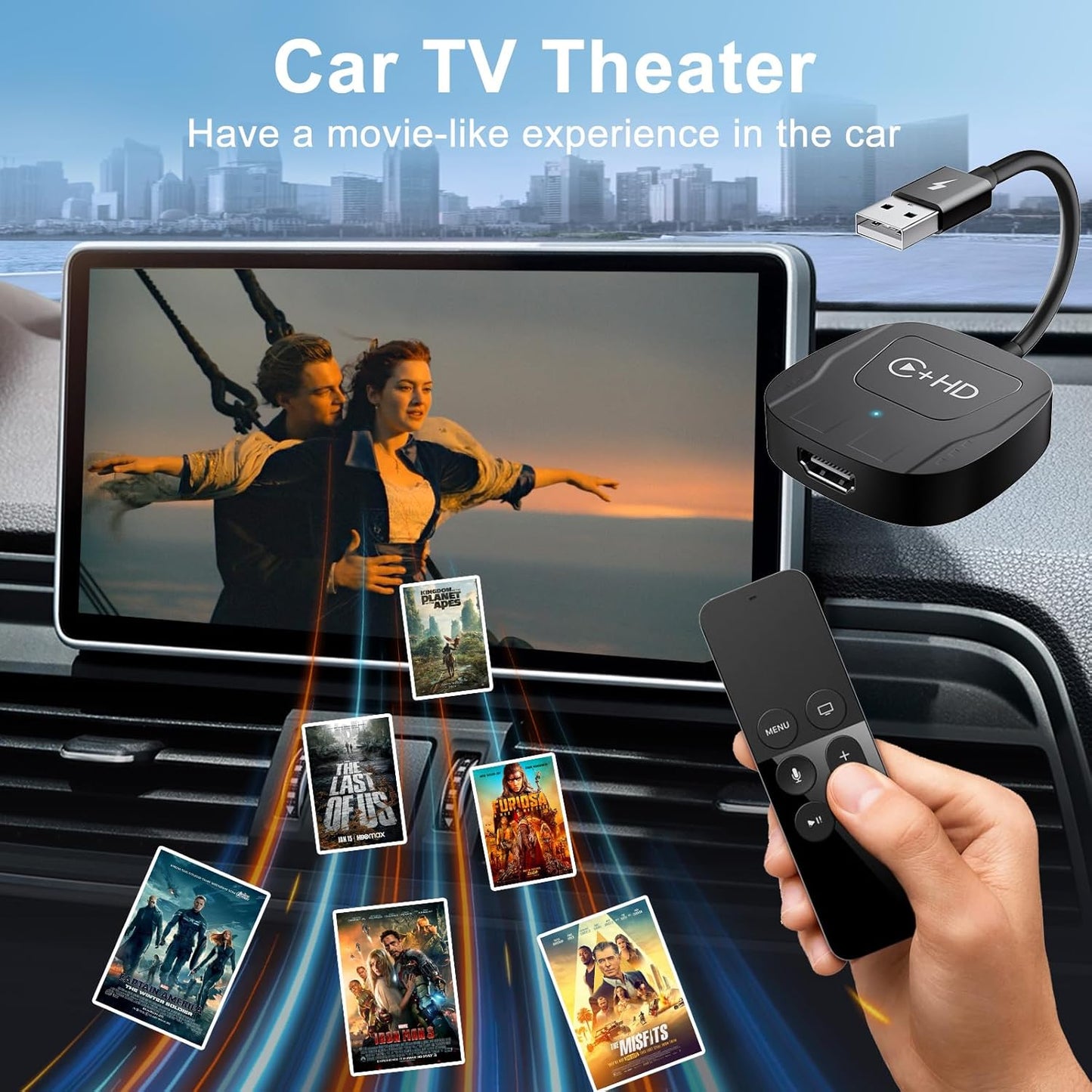 Wireless CarPlay Adapter for Apple,Plug and Play CarPlay Wireless Adapter with HDMI Input for Fire TV Sticks and Game Consoles,Fit for Cars with Factory Wired CarPlay from 2016 & iOS 10+ Phone