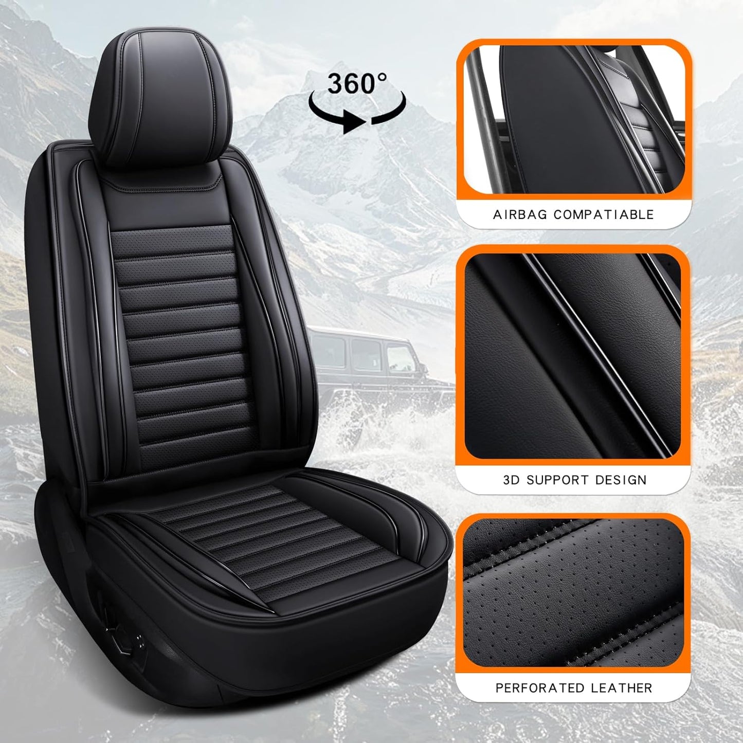 Car Seat Covers,Car Seat Protector Waterproof,Seat Covers Full Set, Car Seat Protectors,Automotive Seat Covers Fit for Most Cars Black