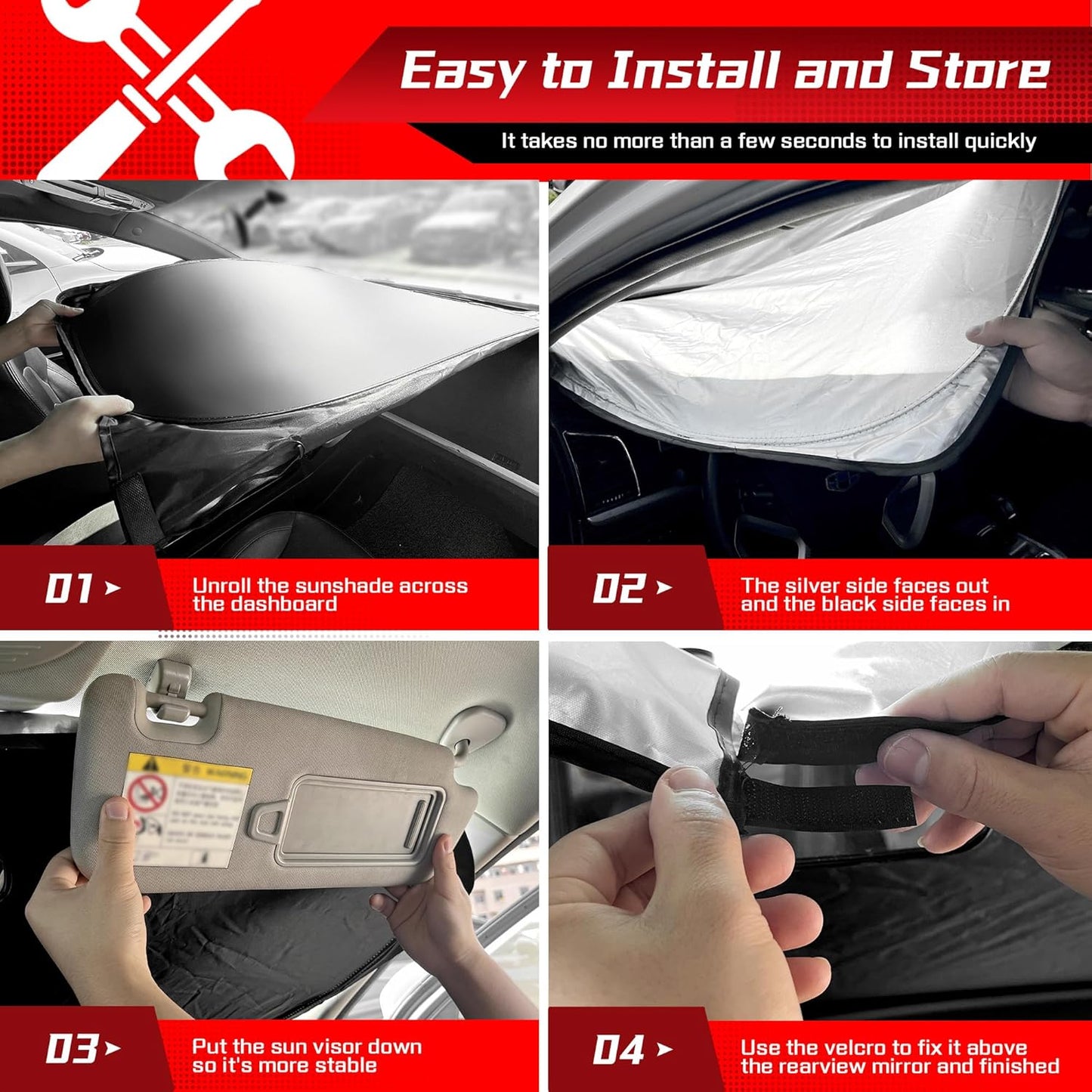 ARISMOTOR Windshield Sun Shade for Audi Q8 2019-2025, Custom Fit Foldable Front Window Sunshade Sun Visor Protector, Block UV Rays Keep Your Car Cooler