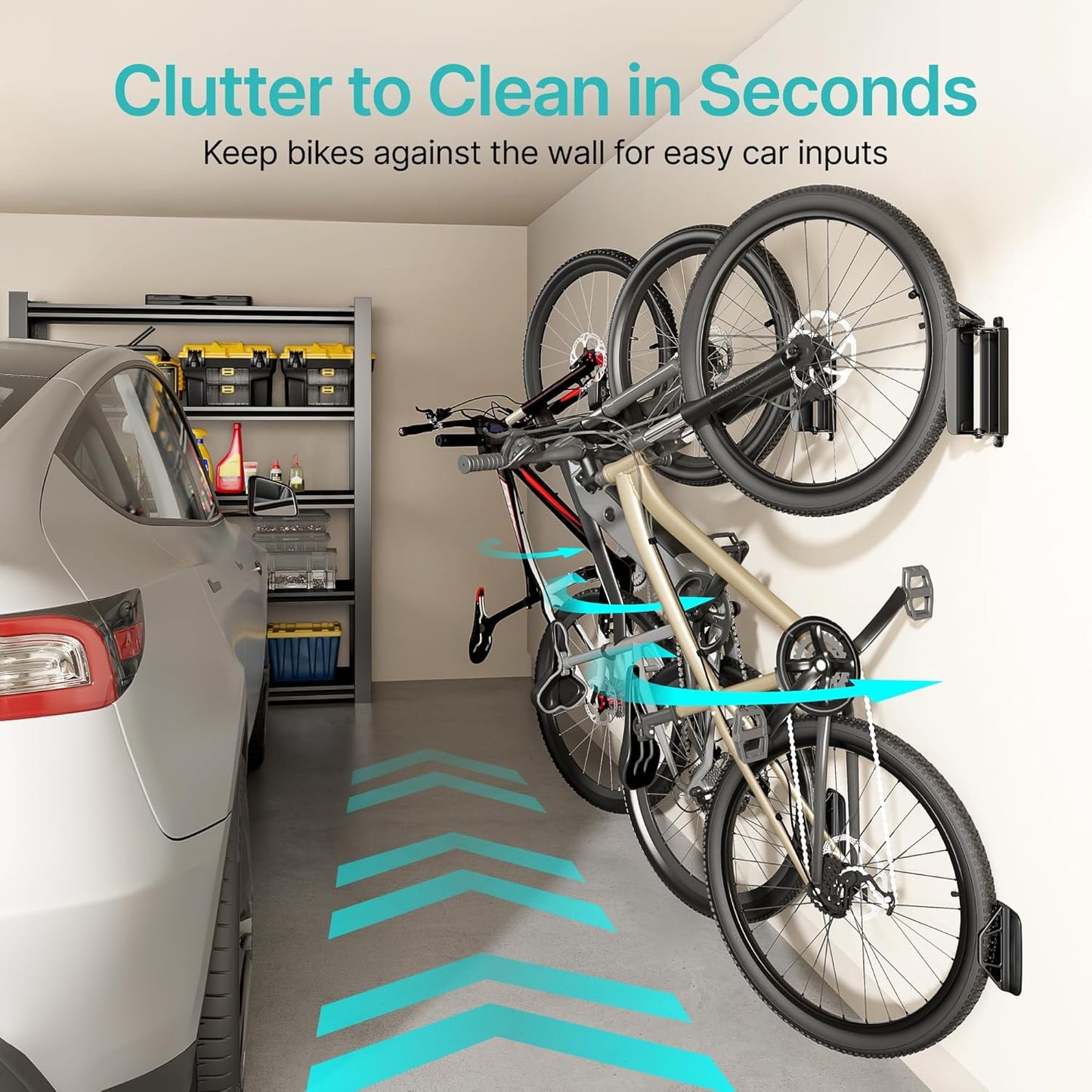 Bike Rack Garage, Bike Wall Mount Heavy Duty, Holds 77 Lbs, Swivel Bike Hangers for Garage, Adjustable Indoor Bike Storage for Bedroom Home Office, 1 Pack