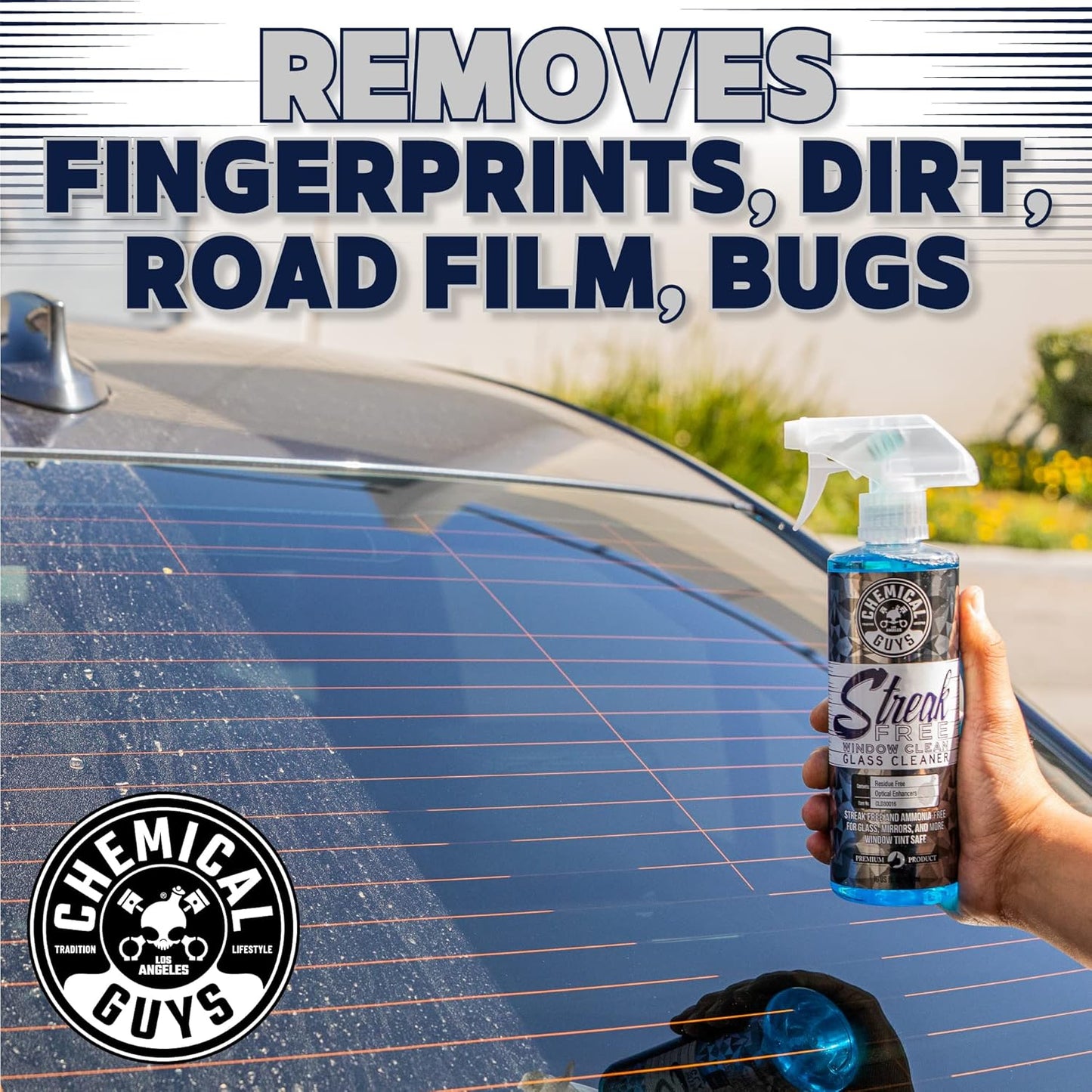 Chemical Guys CLD300 Streak Free Glass & Window Cleaner (Works on Glass, Windows, Mirrors, Navigation Screens & More; Car, Truck, SUV and Home Use), Ammonia Free & Safe on Tinted Windows, 128 fl oz