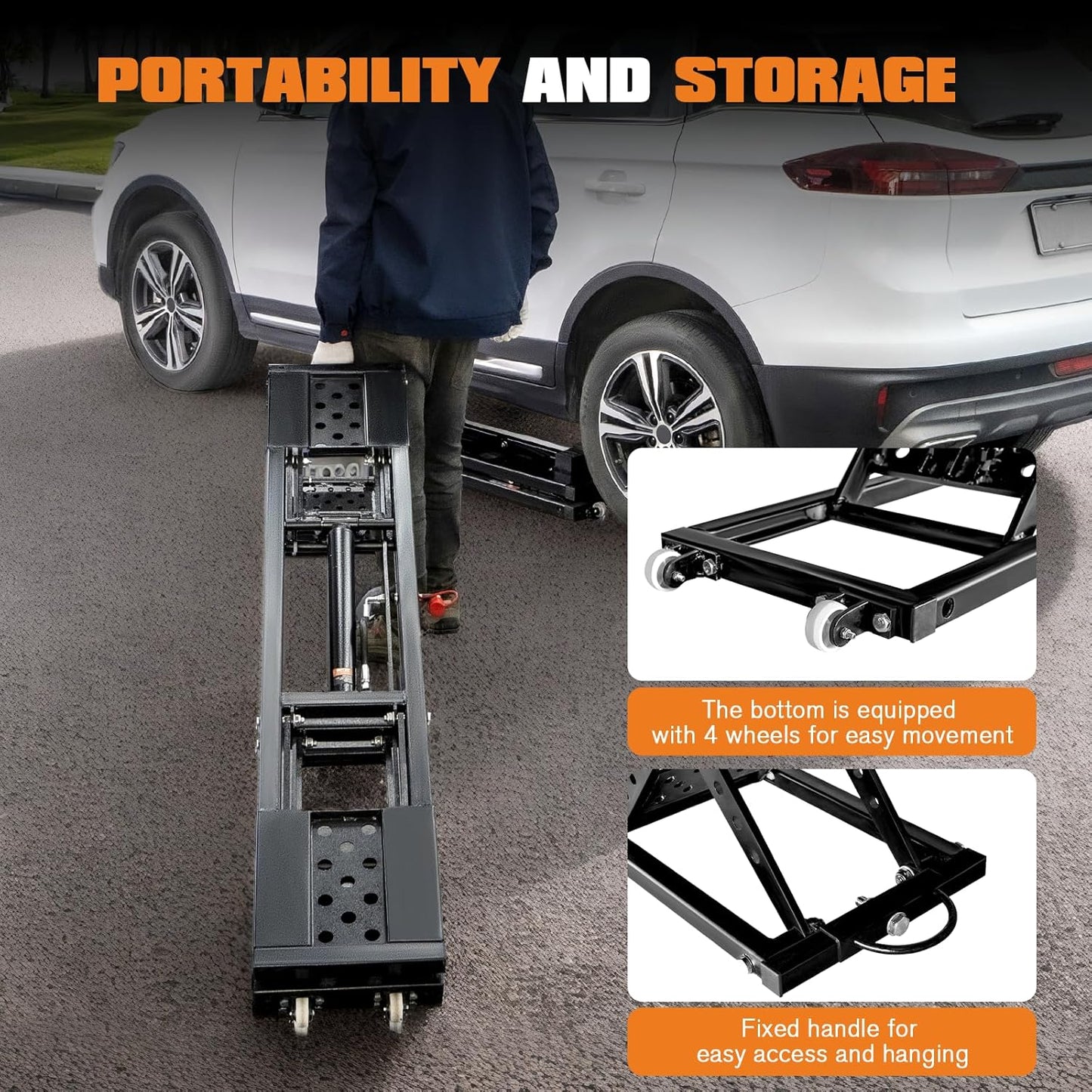 Jocisland Portable Car Lift, Capable of Lifting 7000 LBS Quick Jack with a Maximum Height of 28", Car Lifts for Home Garage and Shop