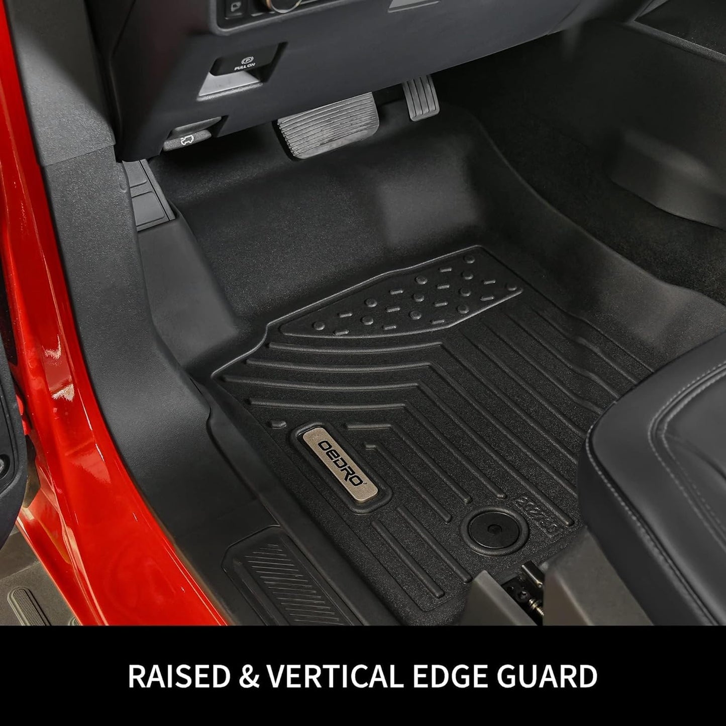 OEDRO Floor Mats Fit for 2017-2021 Nissan Titan / 2016-2021 Nissan Titan XD Crew Cab with 1st Row Bucket Seat, Unique Black TPE All-Weather Guard Includes 1st and 2nd Row: Full Set Liners