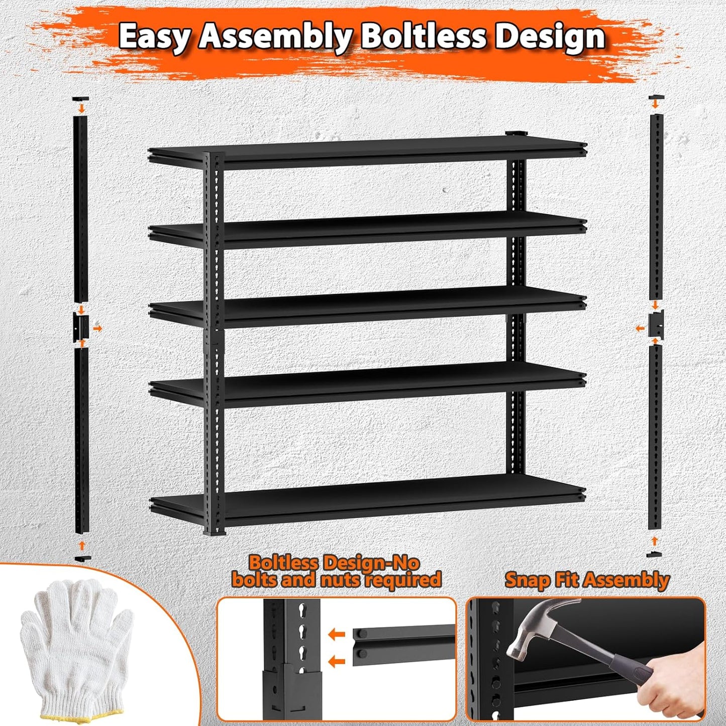 Storage Shelves Heavy Duty 3 PCS, 60" L x 24" W x 78" H Garage Storage Shelves Unit Loads 3700LBS, 5-Tier Adjustable Metal Industrial Utility Shelf Rack for Kitchen, Laundry Room, Warehouse, Basement