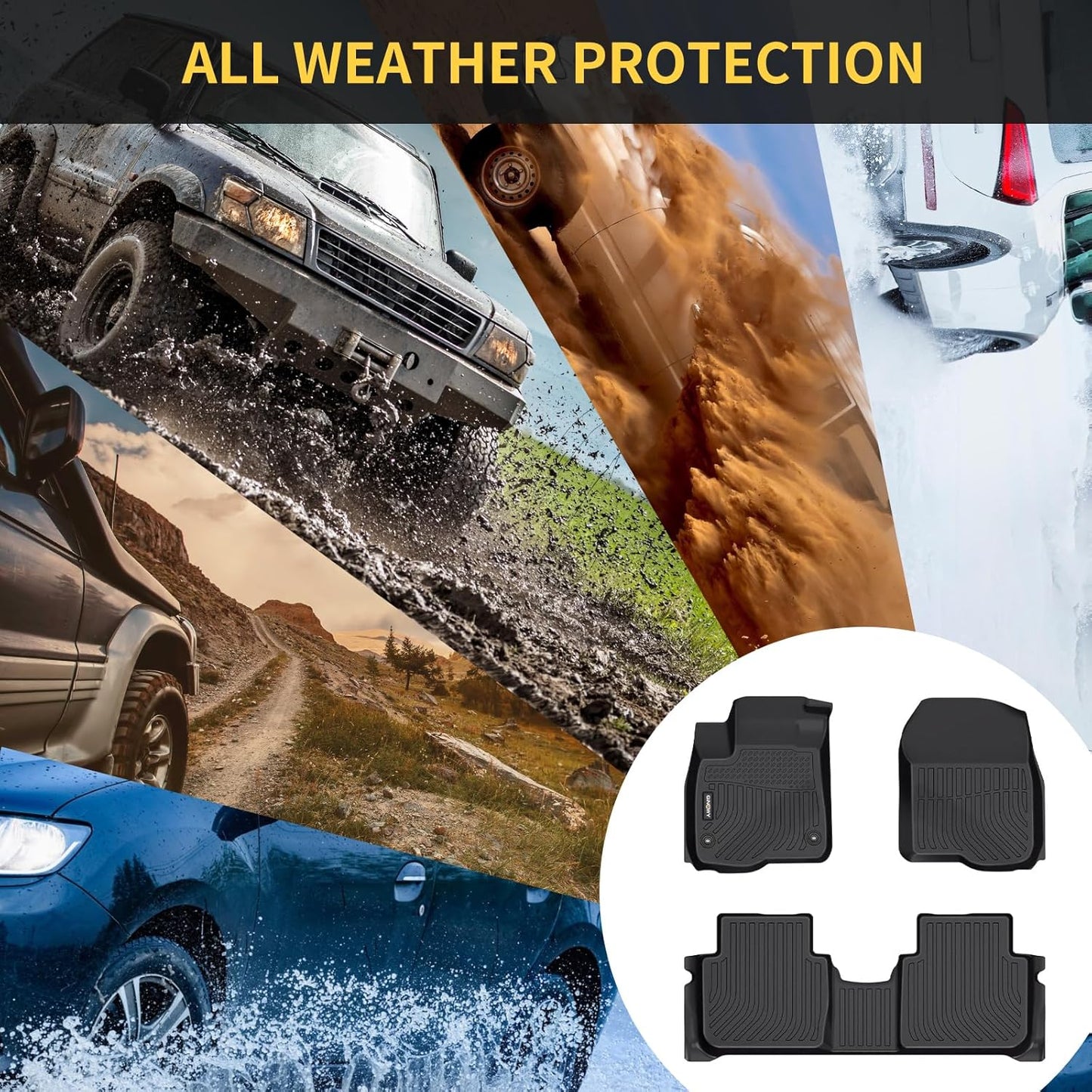 GINOWY-Floor Mats & Cargo Liner for Buick Enclave 2025, TPE All Weather Protection 2025 Enclave Car Floor Mats, Non-Slip Trunk Mat Waterproof Enclave Accessories Mats,Black