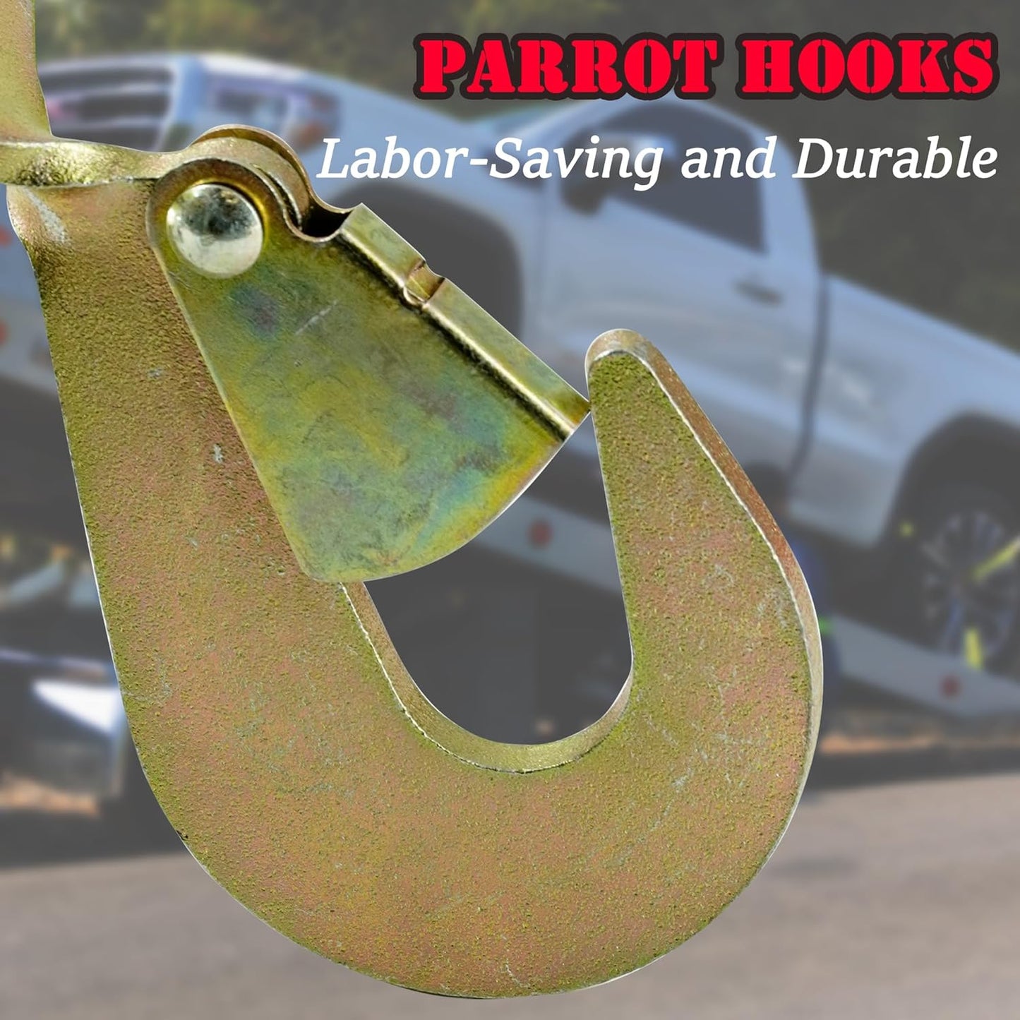 4 Pack Car Tie Down Straps for Trailers - 2" x 96" - 3,300 lbs Safe Working Load -Adjustable Wheel Straps for Hauling Cars.