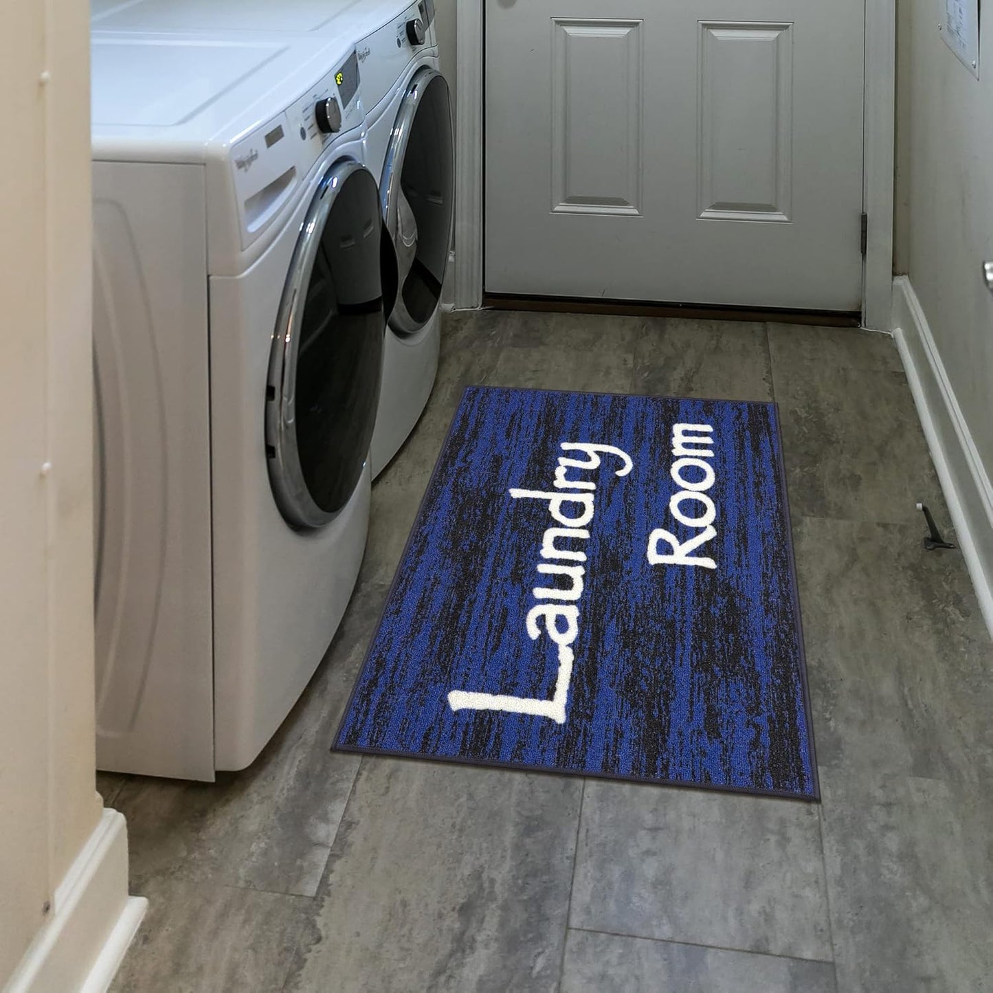 Ottomanson 26" x 35" Laundry Room Rug - Non-Slip Mat for Laundry & Mudroom - Durable, Stain-Resistant, and Easy to Clean - Perfect for High-Traffic Areas - Runner Rug for Entryway Bathroom, Navy