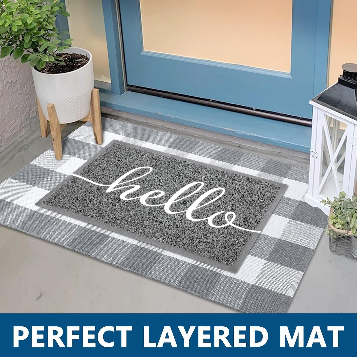 EARTHALL Funny Hello Mats Outdoor, Front Door Mat for Outside Entry, Doormat Outdor/Indoor Entrance, Front Door Rugs for Entryway Inside, Outside Mats for Home Entrance, Front Porch Decor 20"x32"