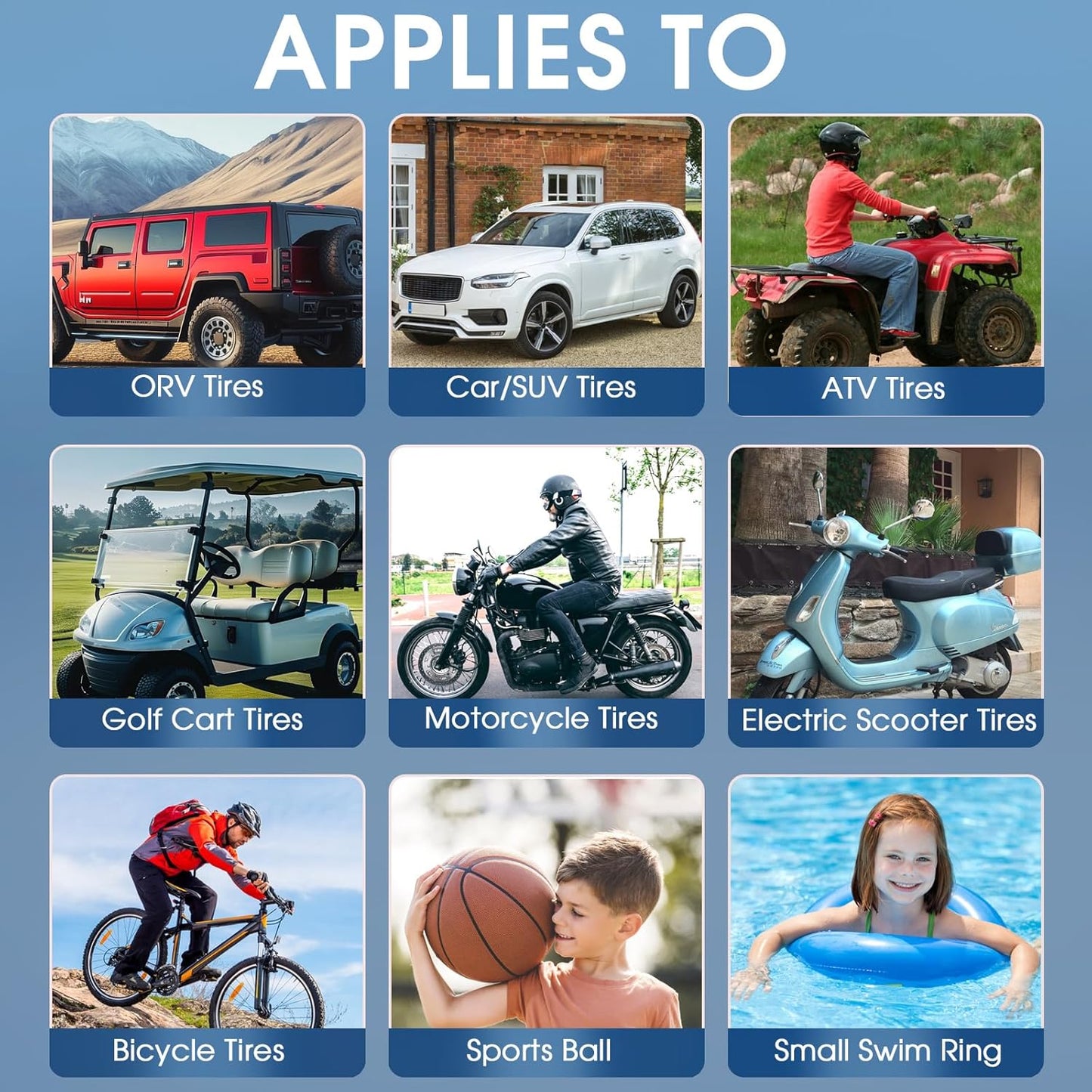 Tire Inflator Portable Air Compressor, 150PSI Cordless Portable Tire Inflator for Car, 3X Fast Smart Air Pump for Car Tires, Bike Pump, Motorcycle, Ball - Digital Pressure Gauge/LED