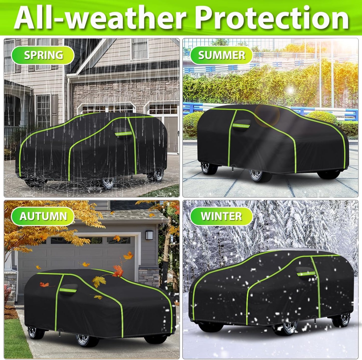 6 Layers Full Car Cover for 1994-2024 Ford Mustang GT/Shelby/Cobra/Bullitt/ECOBOOST,Waterproof All Weather PEVA Adding Cotton Protection with Door Zipper & Storage Bag