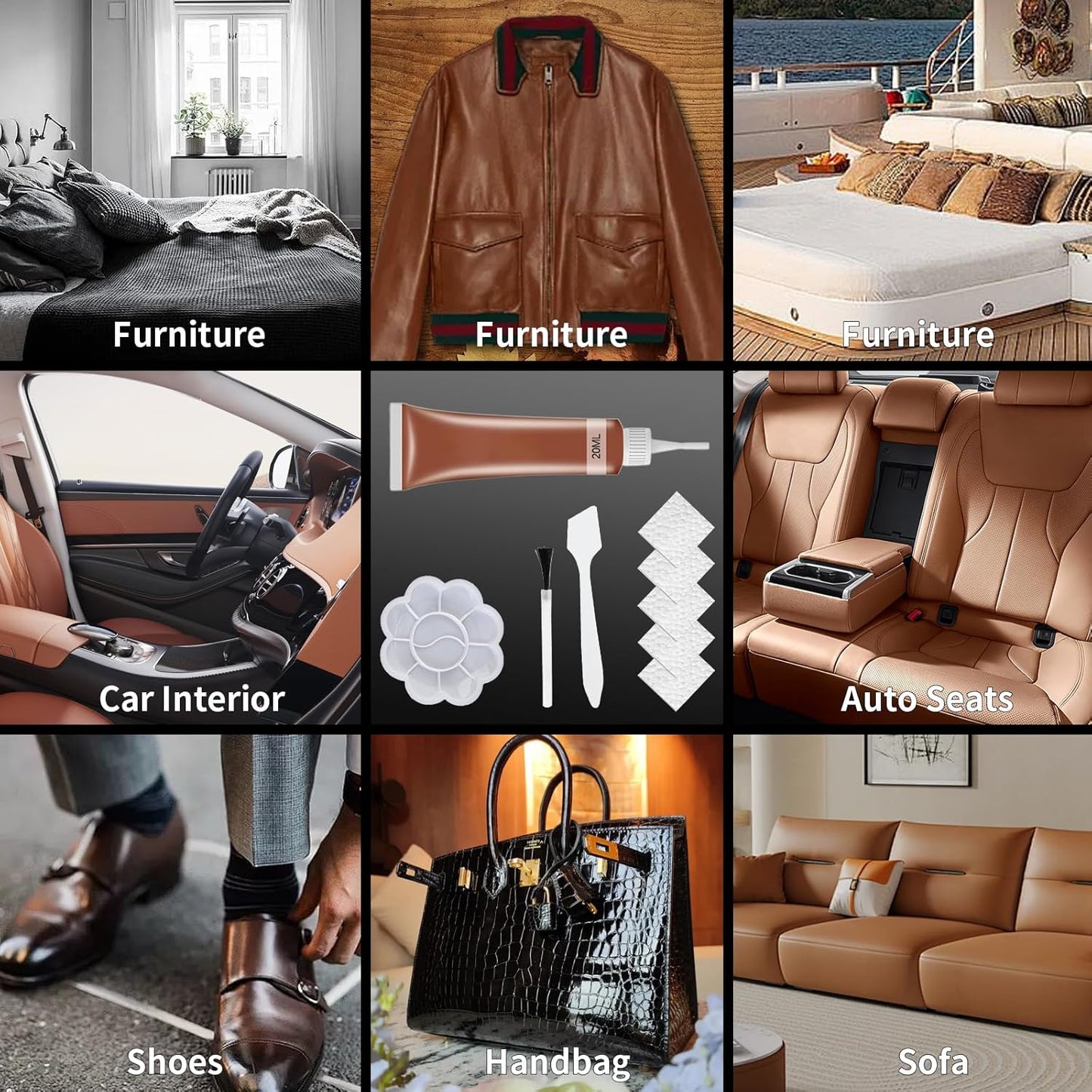 Advanced Leather Repair Gel, 2025 New Leather Repair Coloured Cream Gel, Upgrade Professional Leather Repair Kit for Car Seat Vinyl Repair Kit, Multifunctional Couch and Jacket Repair Kit (Yellow)