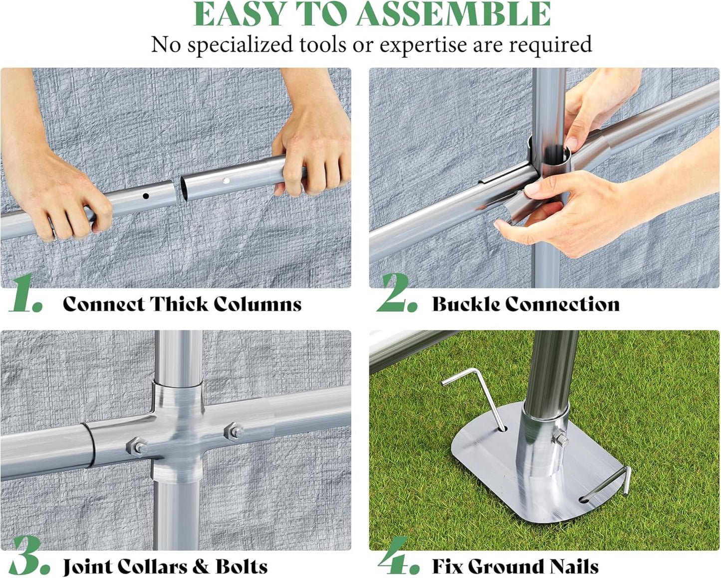 AMERLIFE 10.5x12x8 FT Heavy Duty Portable Shed Storage Shelter, Outdoor Storage Shed with 4 Waterproof Windows & Roll-up Zipper Door, Carport for Motorcycle, Bike, Grey