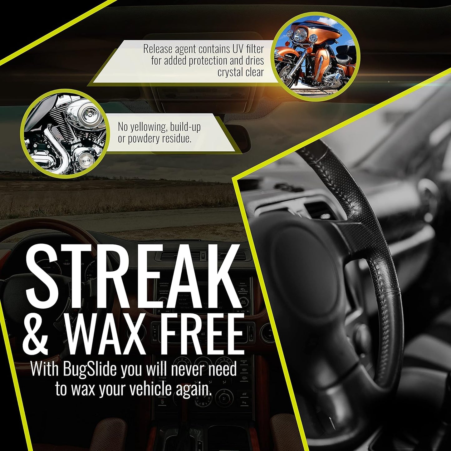 BugSlide Bug Remover – All Purpose Car Cleaner & Detailer Spray, For Vehicle Interior & Exterior Use, Shines, Degreases, Polishes, Wipes Away Bugs on Plastic, Metal,Glass, Windows, Mirrors, 32 oz