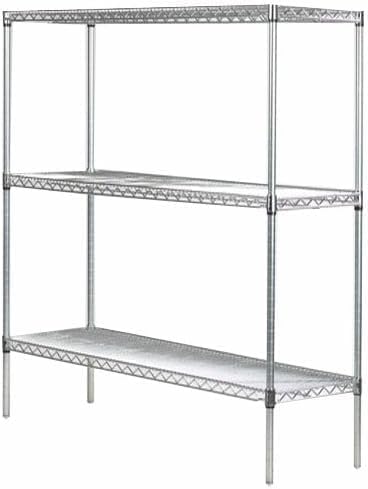 Omega Stainless Steel Shelves, 14" Deep x 42" Wide x 34" High 3 Tier Heavy Duty Wire Shelving Unit for Kitchen Garage Office Restaurant Warehouse 800-lb Per Shelf Weight Capacity