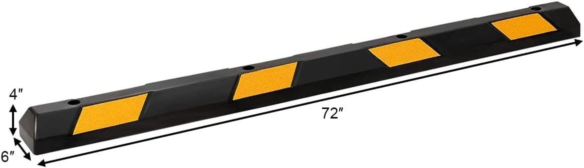 Goplus Parking Block, 72” Rubber Parking Bumpers with 8 High Reflective Yellow Safety Stripes, Heavy Duty Parking Target, Garage Wheel Stoppers Parking Curb for Car, Truck, RV and Trailer (6 Pack)