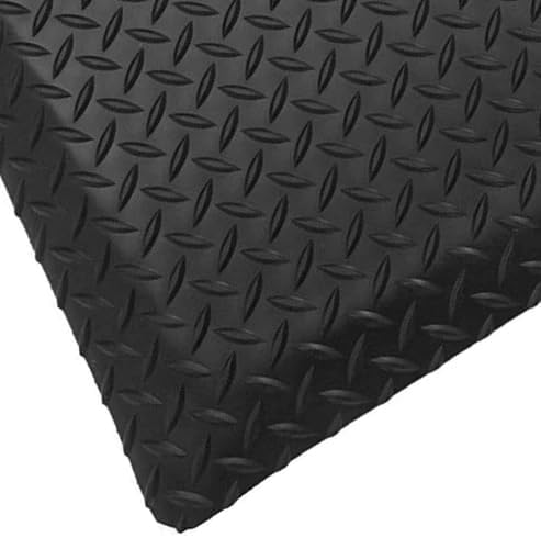 Rhino Mats, American Classic Diamond Anti-Fatigue Mats, Industrial Ergonomic Comfort Standing Mat for Work, Home, Garage, Office, Kitchen or Anywhere (Black 9/16" Thick, 4 FT. x 17 FT.)
