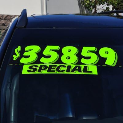 Ez-line Vinyl Windshield Stickers 3 Dozen 15 Inch Chartreuse Slogan Dealership Pro Pack for Car Lots (EZ115-Pack4)