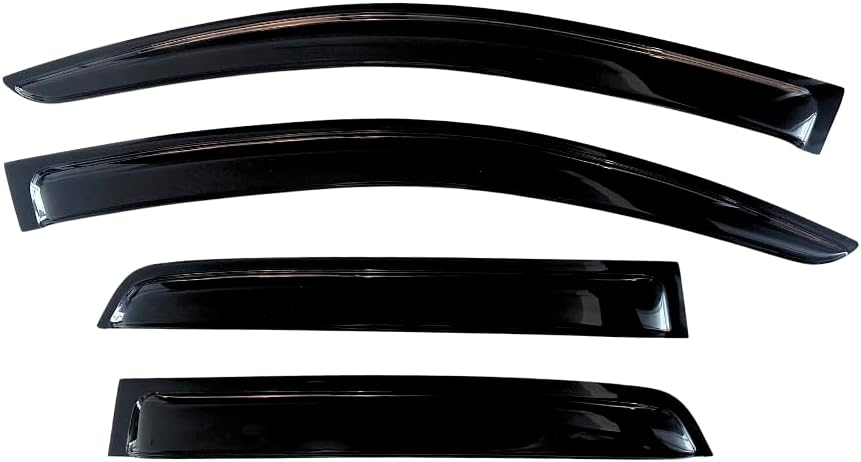 KPY Window Visor Compatible with 2007-2021 Toyota Tundra Crewmax, 4PC Rain Guard Vent Deflector Tape-On Style, 2007 2008 2009 2010 2011 2012 2013 2014 2015 2016 2017 2018 2019 2020 2021 (Crewmax Only)