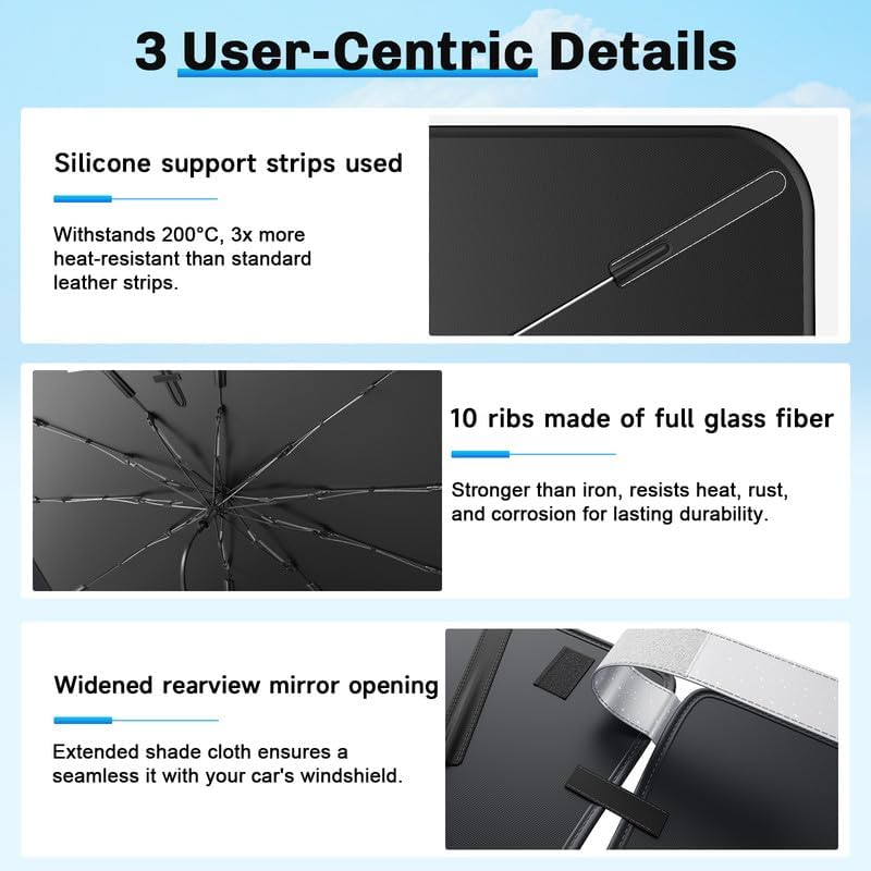 SXCY for 2023 2024 2025 Kia NIRO Windshield Umbrella Sunshade [Easier Foldable] for 2025 Kia NIRO Accessories 2025 NIRO Sunshade Umbrella for 2025 NIRO Windshield Sun Shade Umbrella